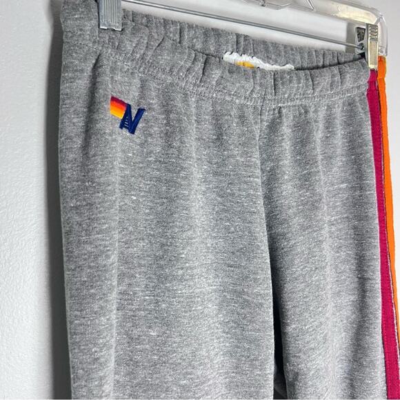 Aviator Nation Rainbow 5 Stripe Sweatpants Heather Gray Sz S - Picture 2 of 7